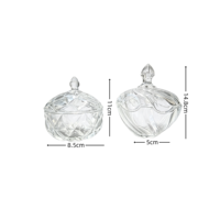 Récipient à bonbons moderne en verre avec couvercle, transparent, découpé à la presse, compatible lave-vaisselle, non toxique, pot de rangement alimentaire pour garde-manger, pour collations, bijoux et petits objets