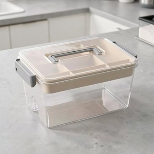 Boîte de rangement pour blocs de construction, outils, vêtements, collations, boîte en PP portable, empilable, avec couvercle et base, pour dortoir, chambre à coucher - Product Image 2