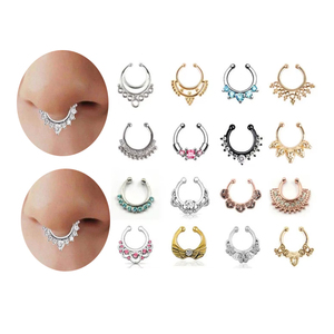 Faux <span class=keywords><strong>piercing</strong></span> de septum pour femme, anneau de nez, <span class=keywords><strong>bijoux</strong></span> de corps tendance, acier inoxydable, faux <span class=keywords><strong>piercing</strong></span>, <span class=keywords><strong>bijoux</strong></span> de nez indien - Product Image 1