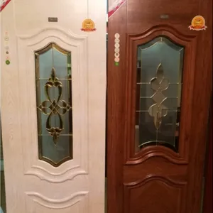 פיברגלס דלת מפעל מחיר חצי זכוכית פנים עץ דלתות