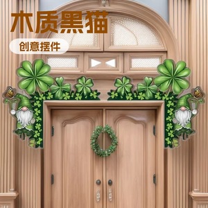 Wooden Black <b>Cat</b> Door Frame Decoration Creative Ornament Rustic Style Water Resistant For Door Corner Lintel <b>Top</b> - Product Image 1