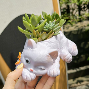 Nouveau pot de fleurs décoratif de <span class=keywords><strong>jardin</strong></span> en résine écologique, durable, léger, créatif, en forme de chat de dessin animé - Product Image 4
