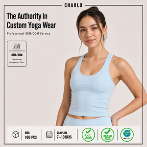 Top Halter Charlo Personalizado con Ribete de Encaje Azul para Mujer, Ropa de Yoga, Deportiva, para Gimnasio, Venta al por Mayor, REACH GCC - Product Image 2