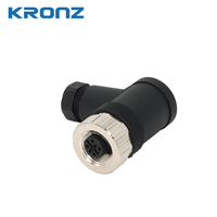 Connecteurs circulaires étanches KRONZ M12 à 3/4/5/8/12 broches, femelles, coudées, code A, IP67, pour capteurs