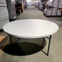Tables pliantes rondes en plastique blanc de 6 pieds pour 10 personnes, idéales pour les banquets, les hôpitaux, les repas et les événements extérieurs - Vente en gros