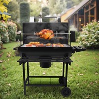 Barbecue portable pliable en acier moderne au charbon de bois, facile à assembler, avec roues, personnalisable, pour pique-nique et plage