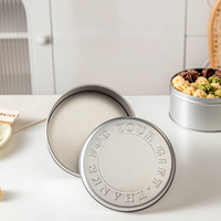 Boîte en métal ronde personnalisée avec logo RTS, boîte à biscuits, boîte à gâteaux, boîte à tiramisu, emballage pour pâtisserie, conteneur en métal