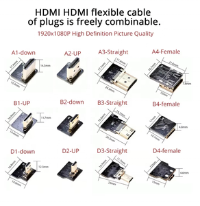 带状 FPV HDMI 兼容连接器柔性扁平电缆 <span class=keywords><strong>Raspberry</strong></span> <span class=keywords><strong>Pi</strong></span> <span class=keywords><strong>4</strong></span> Micro HDMI 转 HDMI/Mini HDMI 母头 90 度 FFC 20 针 - Product Image 4