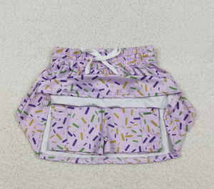 Ensembles de jupes et shorts pour filles GLK0144, imprimé à paillettes violettes, pour le Mardi Gras - Product Image 2