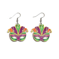 Boucles d'oreilles classiques pour femmes, style européen et américain, pour carnaval coloré, avec motifs crocodile, homard, couronne et masque, bicolores contrastées, pour soirée