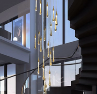 Lustre moderne en cristal, lustre en forme de goutte de pluie, luminaire suspendu pour duplex, salle à manger, éclairage suspendu LED, lustre pour escalier
