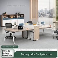 Combinaison de bureaux et chaises de bureau pour personnel, postes de travail côte à côte pour quatre personnes avec écrans, usage commercial, en PVC, mobiles