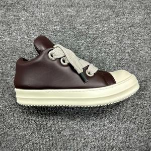 高品質ユニセックスレザーカジュアルシューズ、ファッショナブルなブランドデザイナー高級ローカットチャンキーレースアップローファーシープスキンフラットシューズ - Product Image 2