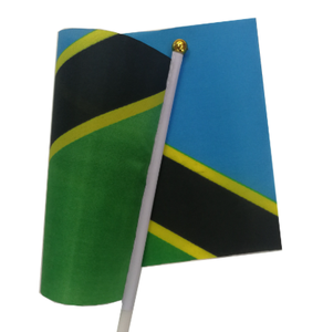 Produit publicitaire 14*21cm petit drapeau à main agitant les drapeaux tanzaniens électoraux avec poteau <span class=keywords><strong>en</strong></span> plastique - Product Image 5