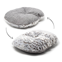 Coussin réversible pour chien, double face, lin et peluche douce, tapis de couchage toutes saisons