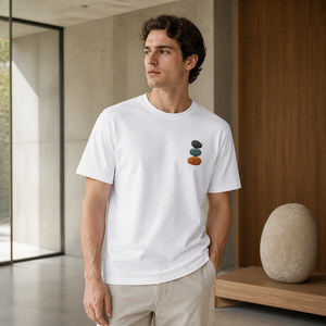 T-shirt à col rond en satin brodé avec motif Original Three Pebble Stack - Product Image 6