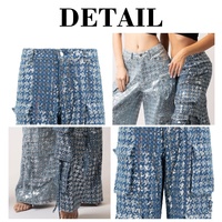 Jeans d'été délavés de haute qualité à jambes larges pantalon cargo à paillettes pour femmes denim pour femmes vente en gros
