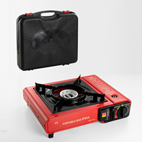 Brûleur de camping portable en alliage d'aluminium léger, avec verrouillage de sécurité au gaz, allumage automatique, fonctionnement manuel, haute puissance, coupe-vent