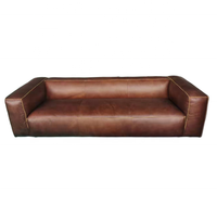 Canapés-lits vintage en cuir marron en cuir véritable 3 places Villa bureau luxe mobilier de bureau salon canapé taille 250cm