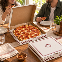 Boîtes à pizza personnalisées avec logo imprimé, emballage en carton ondulé carré avec tailles personnalisées pour les restaurants à emporter