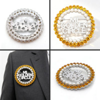 Broches à strass tendance avec cercle doré MI, broche épingle de sûreté personnalisée pour sororité grecque
