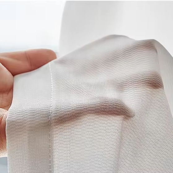 Solid Color White Balcony Fantasy Sheer Curtain Fabric, Elegant Light-Transmitting Corridor Balcony Voile Curtain Fabric