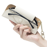 Étui à lunettes en cuir véritable ultra-fin haut de gamme pour femmes, portable, avec boucle, pour lunettes de soleil