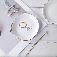 Plat à bijoux moderne en céramique avec motif végétal, pour rangement de colliers, bagues et boucles d'oreilles, petit plat de présentation avec couvercle, compatible lave-vaisselle