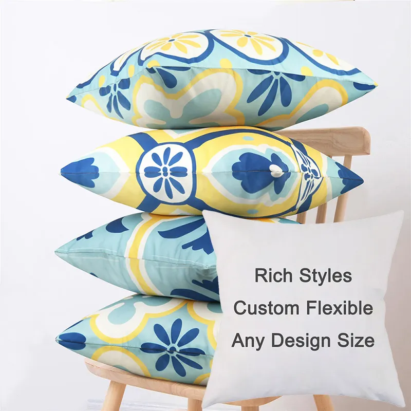 Capa de travesseiro personalizada para móveis de pátio, cadeira de sofá, capinha de travesseiro com estampa personalizada à prova d'água para uso ao ar livre, original de fabricação