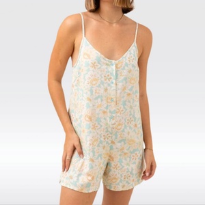 Combinaison pour femme OEM, imprimé hawaïen, col en V, décontractée, courte, combinaison en lin personnalisée, 2025 - Product Image 5