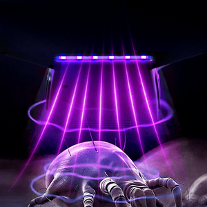 เครื่องกำจัดไรฝุ่น UV C อัลตราไวโอเลต พร้อมแปรงลูกกลิ้งดูดฝุ่นแรงสูง ใช้งานไร้สาย สีขาวมุกและสีเทาเข้ม สำหรับใช้ในบ้าน - Product Image 1