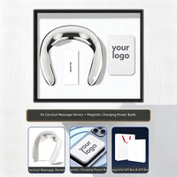 Masseur de cou personnalisé avec logo, batterie externe magnétique sans fil, boîte cadeau anti-stress et relaxante pour les employés, les clients ou comme souvenir