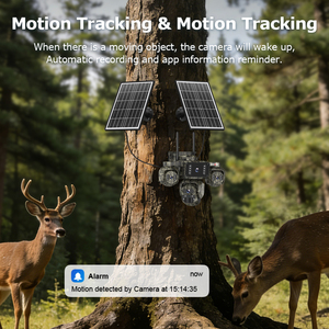 Caméra de sécurité solaire 4G PTZ 20MP à 4 objectifs AOV, vision nocturne, design camouflage, enregistrement 24/7, détection IA, étanche IP66 - Product Image 5