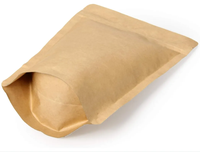Sac de pochettes d'emballage Doypack en papier kraft brun refermable thermoscellable pour le stockage des aliments avec fenêtre transparente