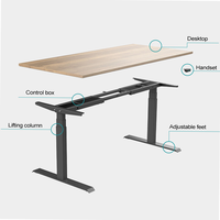 Bureau blanc électrique hauteur réglable debout ordinateur table élévatrice assis debout bureau 3 jambes de scène anti-collision double moteur