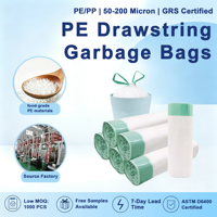 Sacs poubelles robustes en gros de 13 gallons avec cordon de serrage pour la gestion des déchets de cuisine, logo personnalisé imprimé, couleur personnalisée, emballage en PEHD