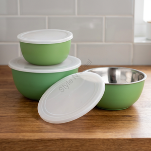 Precio al por mayor, superventas, juego de acero inoxidable Premium 2024 de 3 cuencos Euro aptos para microondas con tapas para servir alimentos - Product Image 3