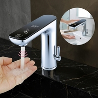 Robinet mélangeur de salle de bain à affichage numérique LED, capteur 2-en-1 (robinet/distributeur de savon) – Idéal pour hôtels et maisons – Meilleures ventes