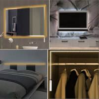 Bande lumineuse LED intelligente à détecteur de mouvement corporel, étanche à l'époxy, alimentation double (USB et batterie), pour armoire, sous lit