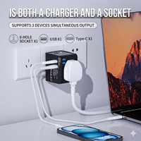 Adaptor Perjalanan Universal MINI Compact All in One dengan Pengisi Daya Ponsel dan Port USB-C Fast Charging untuk Perjalanan Bisnis