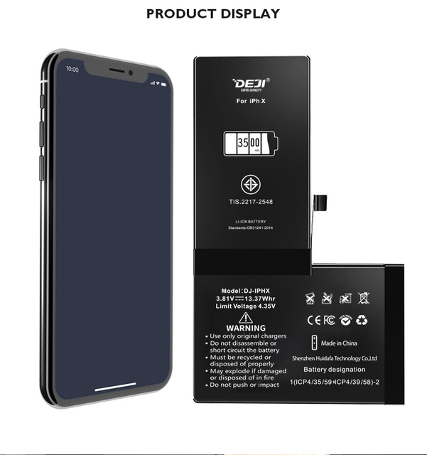 DEJI 3500mAh Upgrade High Capacity Factory OEM Genuine Phone Batteries Battery for iPhone X