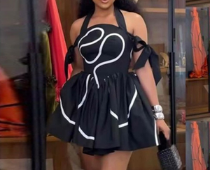 ZHEZHE модная 2025 летняя одежда продавец на бретельках милое платье с принтом элегантное Сексуальное мини ТРАПЕЦИЕВИДНОЕ платье без спинки - Product Image 6