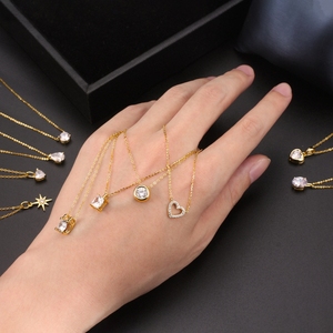 Colgante collar con plata de primera ley Circonia cúbica para mujer, Gargantilla, plata esterlina 925, Circonia cúbica, zirconia, circonita, zirconita, zirconita, chapado en oro de 14 quilates, estilo clásico, APN10 - Product Image 4