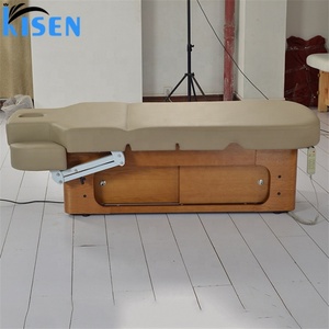 Kisen Hot Sale Cosmetic Good Quality Black Lash Bed <b>Table</b> Chair Beige Smart Beauty Bed with Massage - Product Image 3