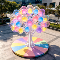 Sculpture LED Arbre à Bulles Coloré en Acier Inoxydable, PC Transparent RGB Multicolore, Étanche IP65, Géante Lumineuse avec Télécommande