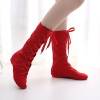 Chaussures de jazz modernes blanches en toile pour femmes, bottes de ballet professionnelles, baskets de danse