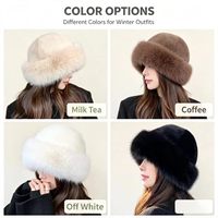 Topi Bucket Bulu Imitasi Rubah Wanita OEM ODM Custom, Tebal Hangat, Bulu Plush, Topi Nelayan, Grosir, Pilihan Warna Beragam
