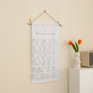 <span class=keywords><strong>Calendrier</strong></span> de l'Avent suspendu Ramadan Kareem blanc, organisateur mural en tissu à 30 poches, compte à rebours en toile de polyester, <span class=keywords><strong>calendrier</strong></span> de l'Avent vierge - Product Image 3