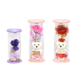 <span class=keywords><strong>Tulipano</strong></span> decorativo personalizzato fiore di rosa artificiale in vetro trasparente Cloche cupola Base in legno con luci a Led - Product Image 1