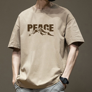 T-shirt à la mode pour hommes, coupe ample, col rond, t-shirts d'entraînement athlétique, poids lourd, manches courtes, t-shirt de base en coton de qualité supérieure - Product Image 1